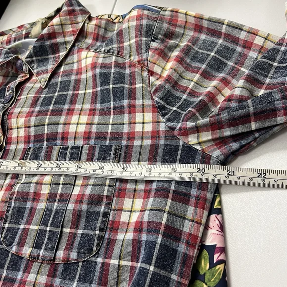 ARATTA Silent Journey Womens Plaid Flannel Button Down Shirt M Boho Western Bell - Picture 11 of 13